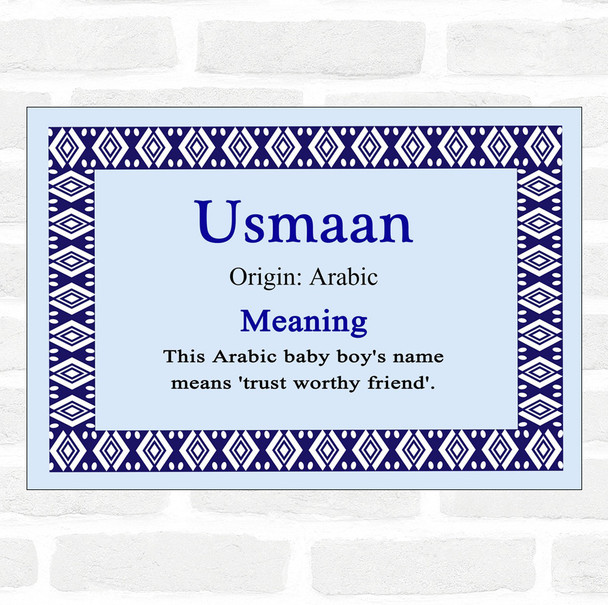Usmaan Name Meaning Blue Certificate