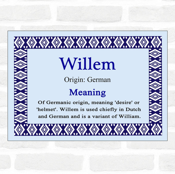 Willem Name Meaning Blue Certificate