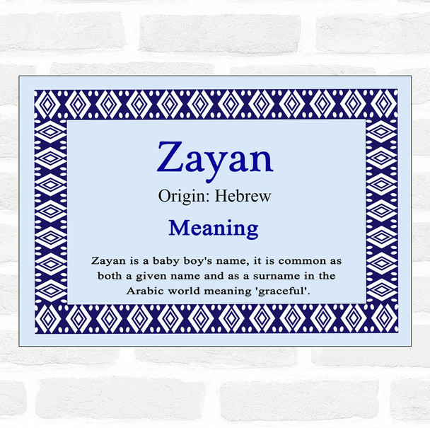 Zayan Name Meaning Blue Certificate