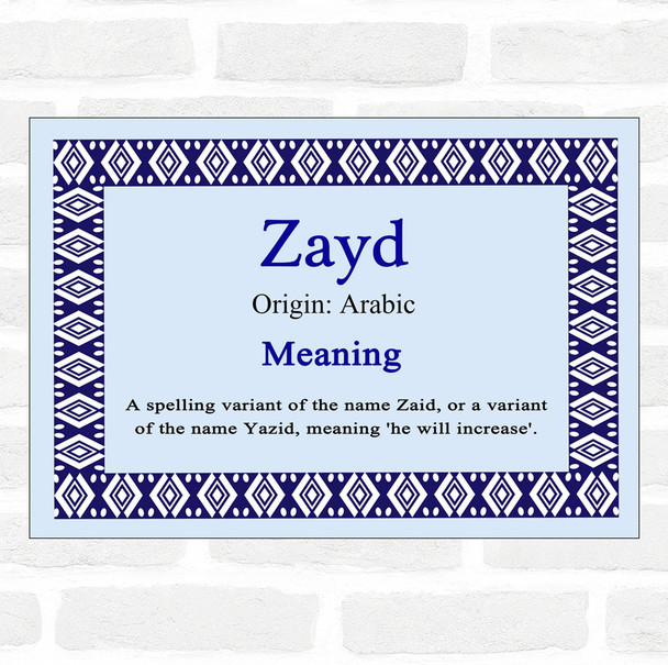 Zayd Name Meaning Blue Certificate