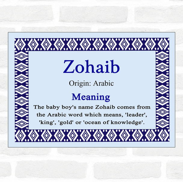 Zohaib Name Meaning Blue Certificate