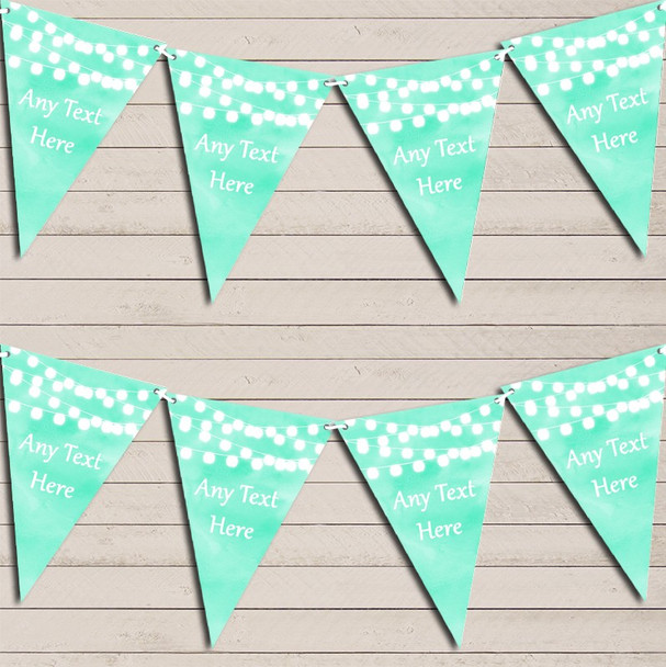 Mint Green Watercolour Lights Wedding Day Married Bunting Garland Party Banner