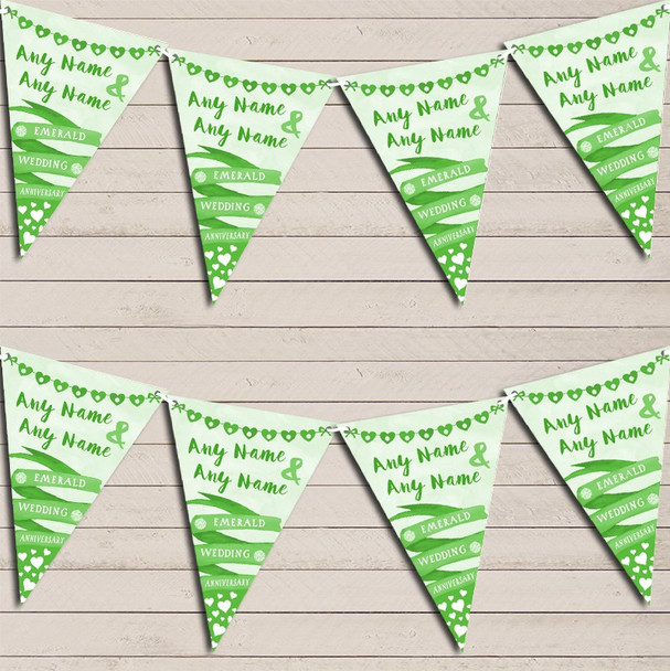 Banner & Hearts Emerald 55th Wedding Day Married Bunting Garland Party Banner
