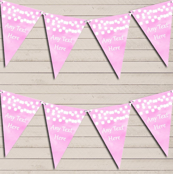 Baby Pink Watercolour Lights Wedding Day Married Bunting Garland Party Banner