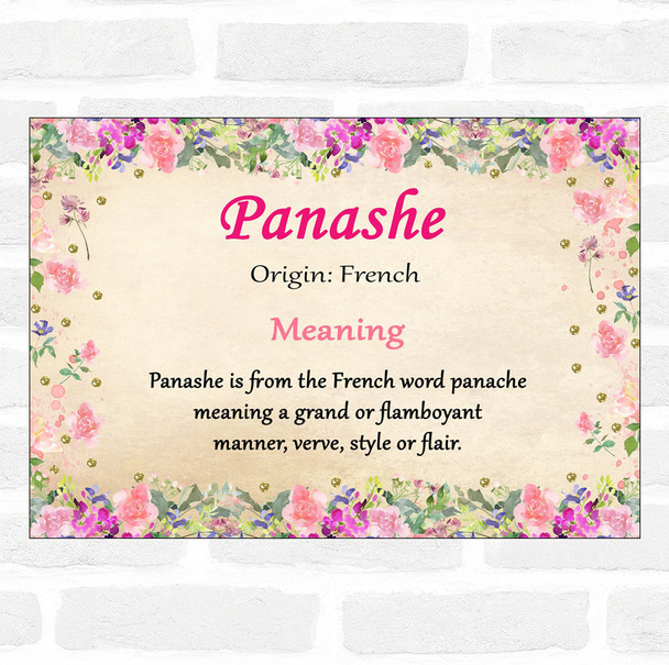 Panashe Name Meaning Floral Certificate