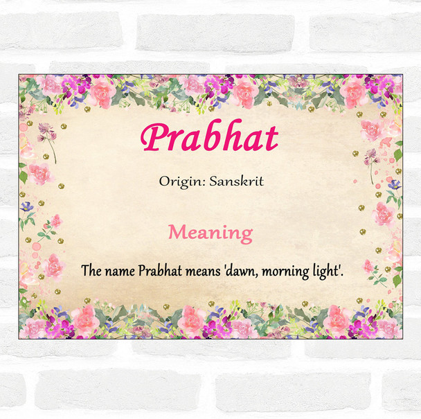 Prabhat Name Meaning Floral Certificate