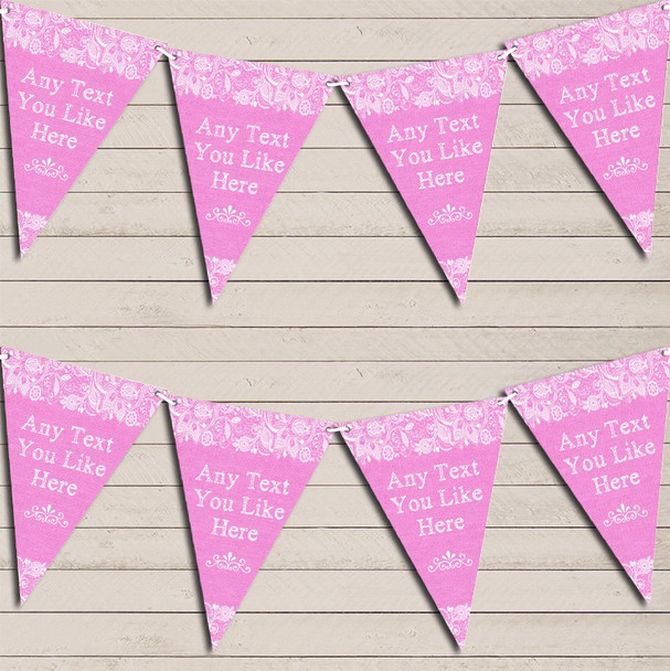Pretty Lace Baby Pink Wedding Day Married Bunting Garland Party Banner