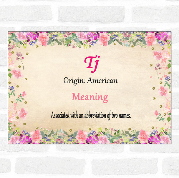 Tj Name Meaning Floral Certificate