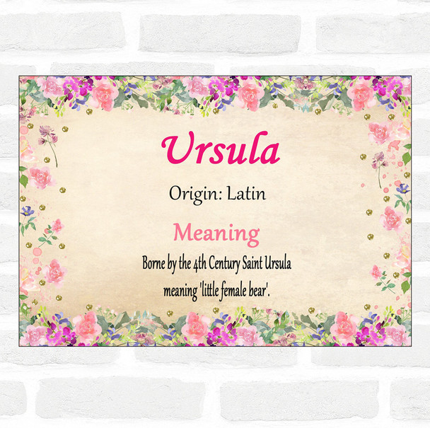 Ursula Name Meaning Floral Certificate