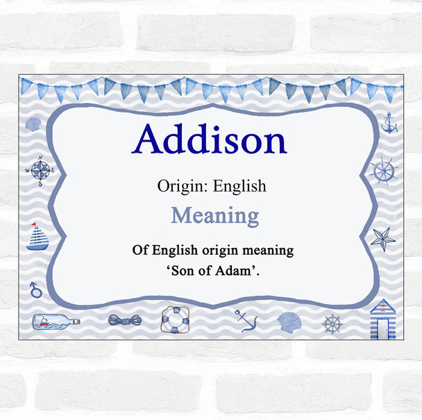 Addison Name Meaning Nautical Certificate