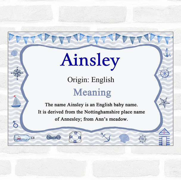 Ainsley Name Meaning Nautical Certificate