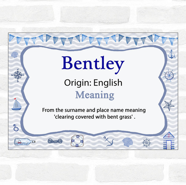 Bentley Name Meaning Nautical Certificate