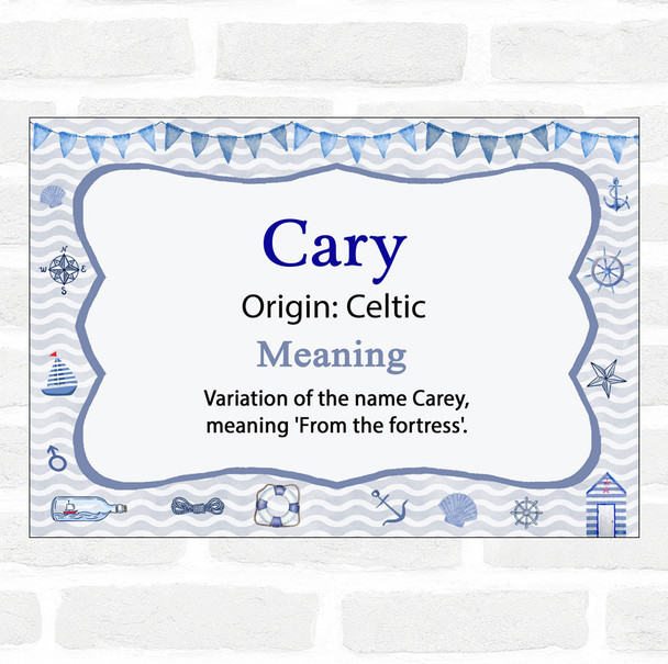 Cary Name Meaning Nautical Certificate