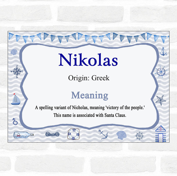 Nikolas Name Meaning Nautical Certificate