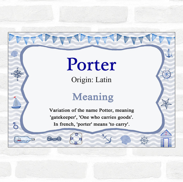 Porter Name Meaning Nautical Certificate