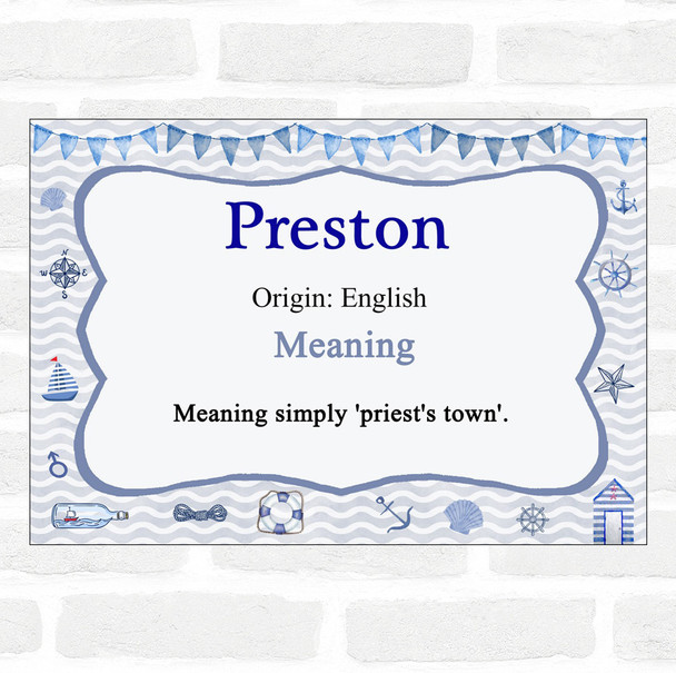 Preston Name Meaning Nautical Certificate