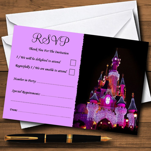 Pink Disney Castle RSVP Cards