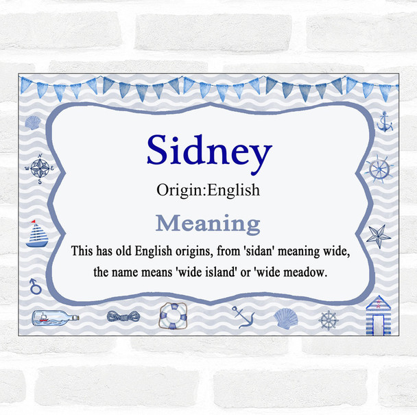 Sidney Name Meaning Nautical Certificate