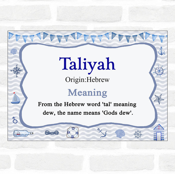 Taliyah Name Meaning Nautical Certificate