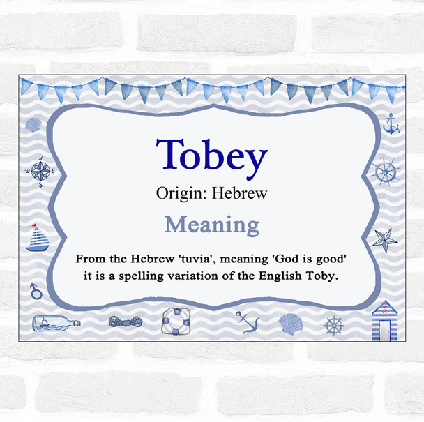 Tobey Name Meaning Nautical Certificate