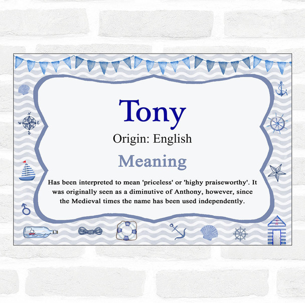 Tony Name Meaning Nautical Certificate