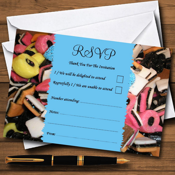 Liquorice Allsorts Blue RSVP Cards