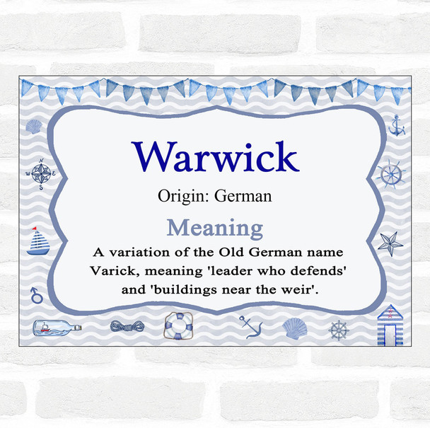 Warwick Name Meaning Nautical Certificate