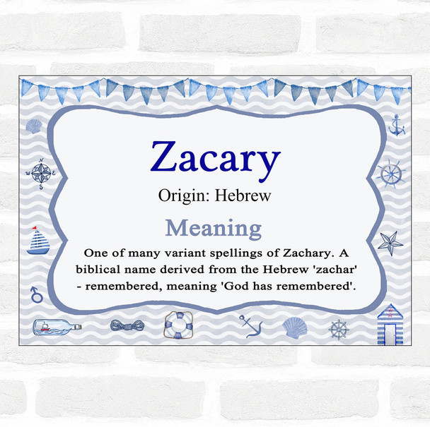 Zacary Name Meaning Nautical Certificate
