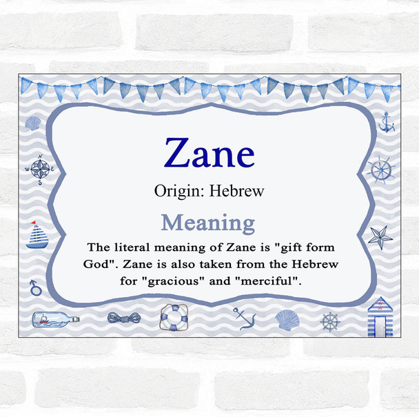 Zane Name Meaning Nautical Certificate