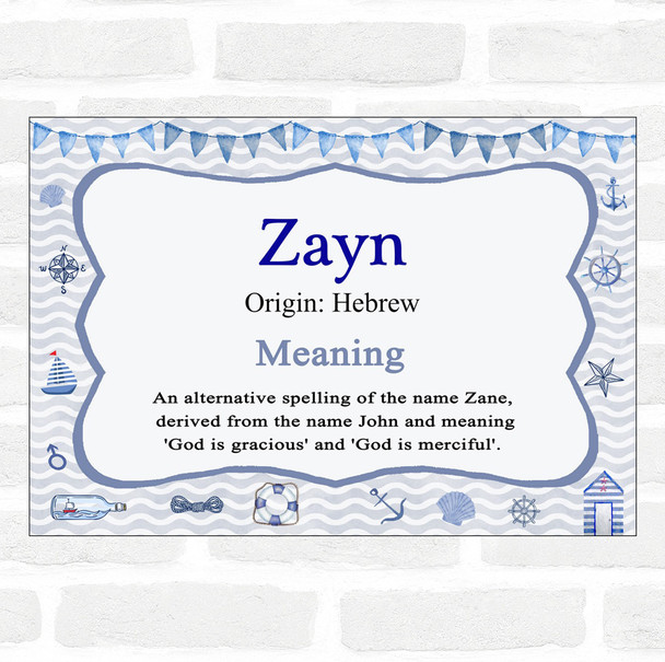 Zayn Name Meaning Nautical Certificate