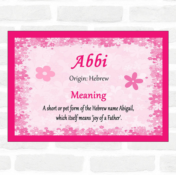 Abbi Name Meaning Pink Certificate