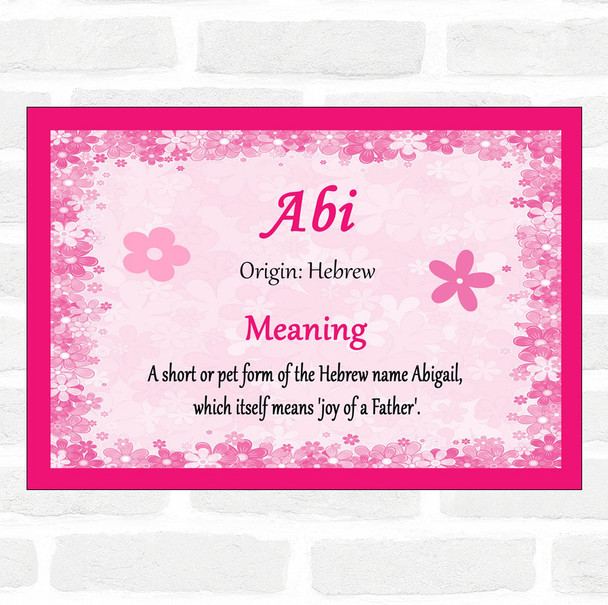 Abi Name Meaning Pink Certificate