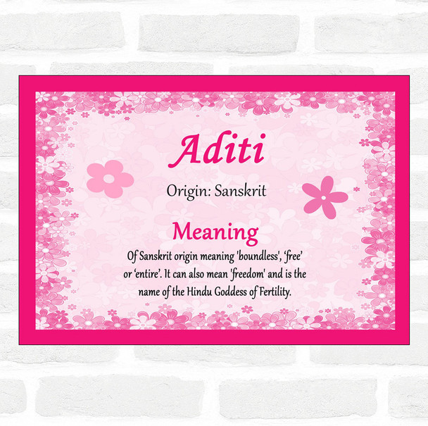 Aditi Name Meaning Pink Certificate