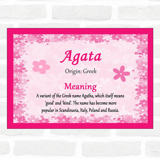 Agata Name Meaning Pink Certificate