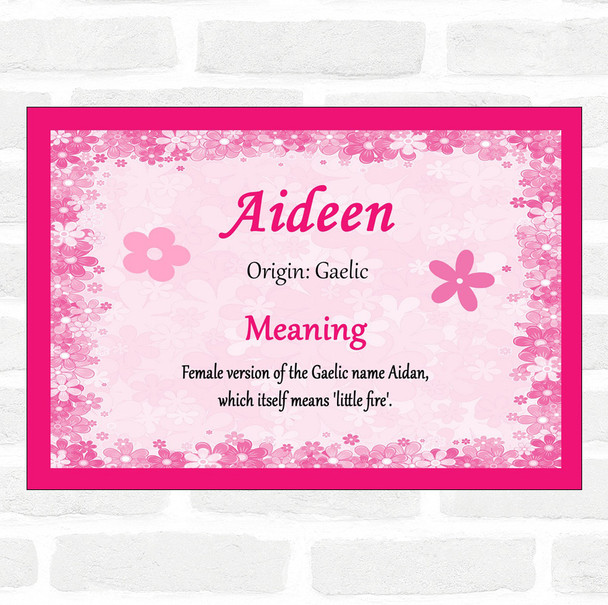 Aideen Name Meaning Pink Certificate