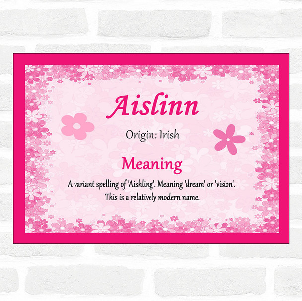 Aislinn Name Meaning Pink Certificate