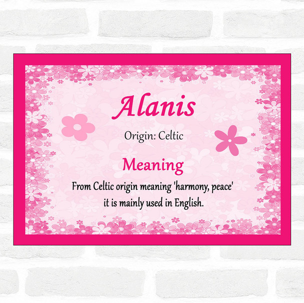 Alanis Name Meaning Pink Certificate