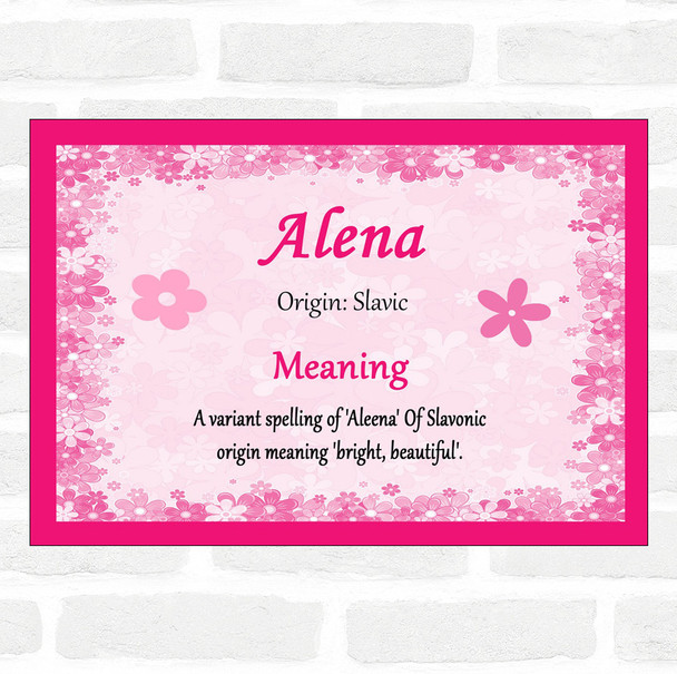 Alena Name Meaning Pink Certificate