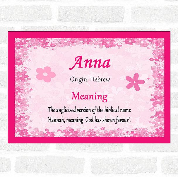 Anna Name Meaning Pink Certificate