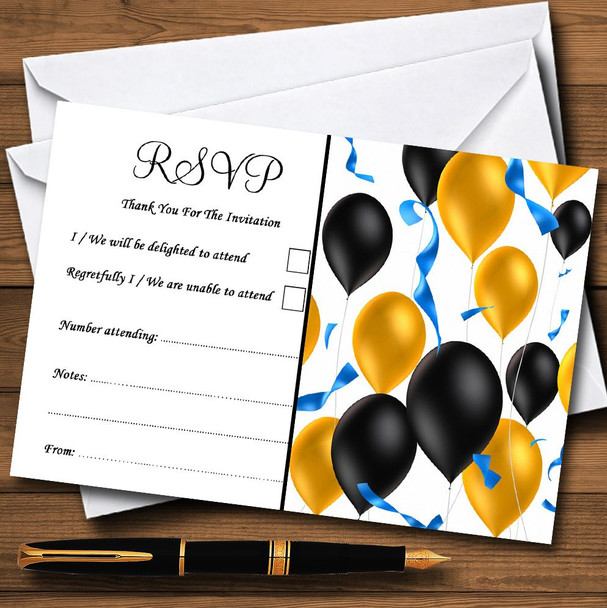 Black & Gold Balloons RSVP Cards