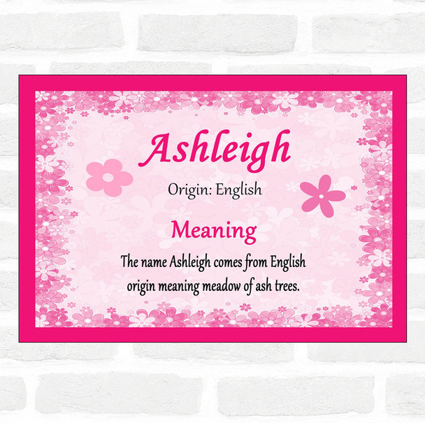 Ashleigh Name Meaning Pink Certificate