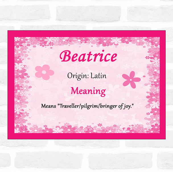 Beatrice Name Meaning Pink Certificate Party Animal Print