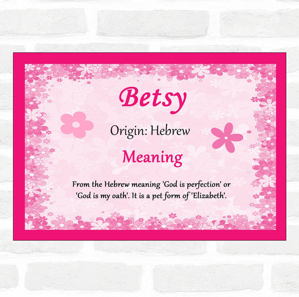 Betsy Name Meaning Pink Certificate