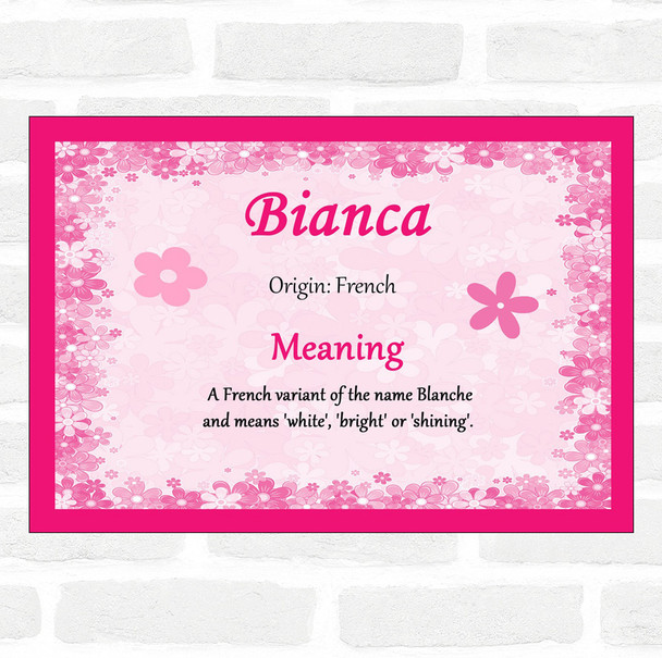 Bianca Name Meaning Pink Certificate