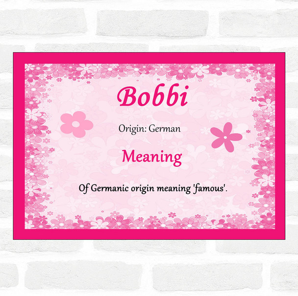 Bobbi Name Meaning Pink Certificate