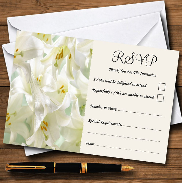 White And Green Calla Lily RSVP Cards