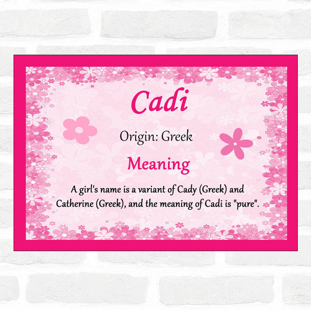Cadi Name Meaning Pink Certificate