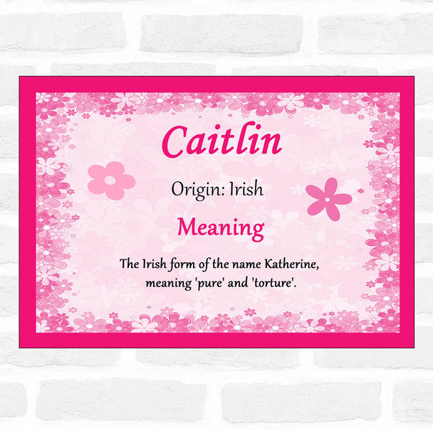 Caitlin Name Meaning Pink Certificate