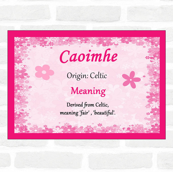 Caoimhe Name Meaning Pink Certificate