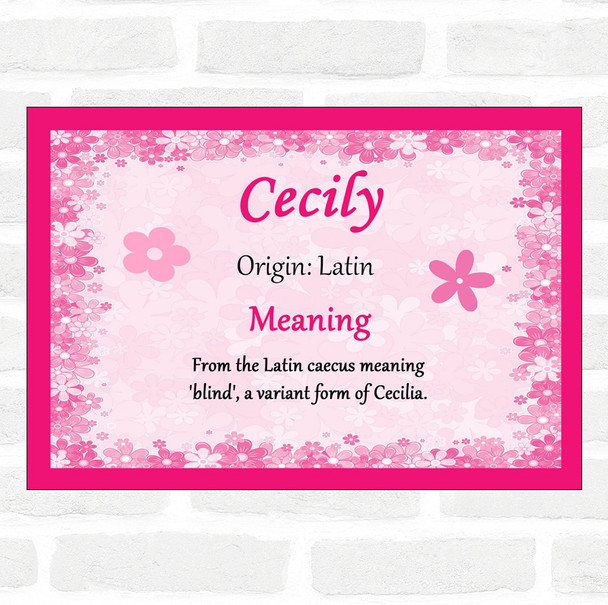 Cecily Name Meaning Pink Certificate